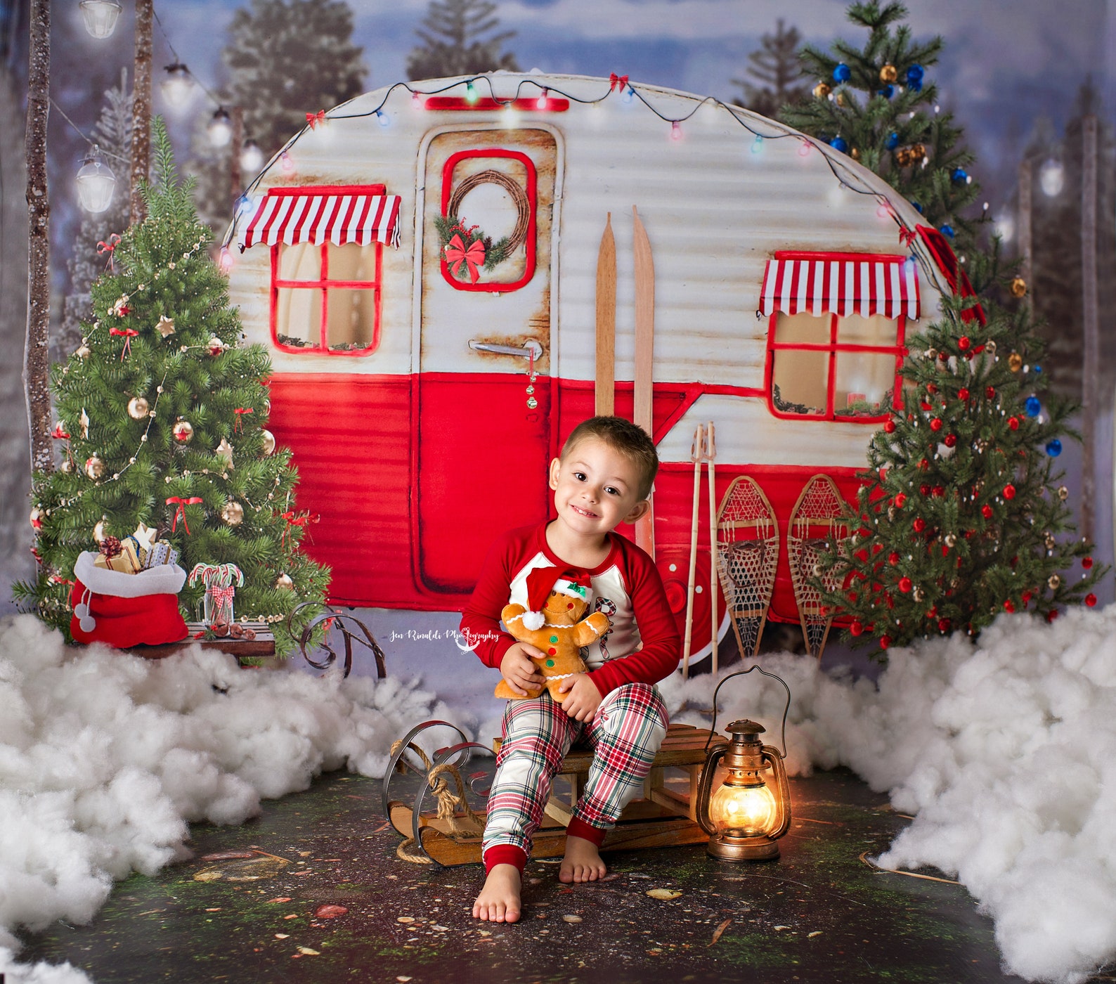 Christmas Camper Photography Backdrop Snow Trailer | Etsy