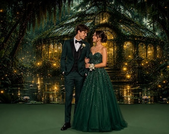 Firefly Bayou Conservatory Photography Backdrop, Magical Night Swamp Greenhouse, Garden Fireflies Storybook Louisiana Cajun Princess