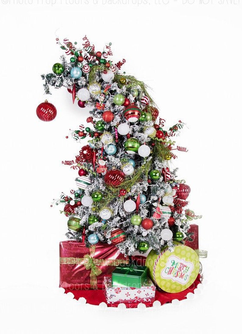 Curved Tilted Tree Christmas Trees Photography Backdrop Etsy