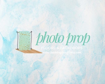 Light Blue Watercolor Texture Flat Lay Backdrop, Food Photography Backdrop Styling Product Photography Backdrop Crafter Grunge Paper 2x2 3x3