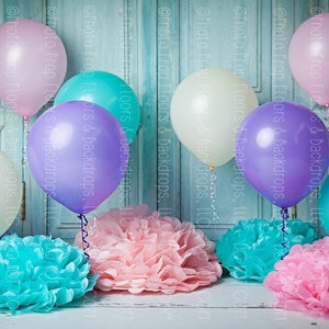DOWNLOAD DIGITAL: Cenário, Fundo, Adereços, Porta Azul, Aniversário, 1º, Cake Smash, Balão, Puffs, Download Instantâneo, Crianças, Fotografia