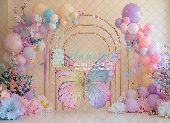 Blue Butterfly Wings Backdrop Dreamlike Portrait Photo Background For Photography Vinyl Events Party Banner Decorations 150*100cm I.453530699