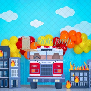 Fire Station Photography Backdrop - Firefighter, Fire Truck, Firemen ...