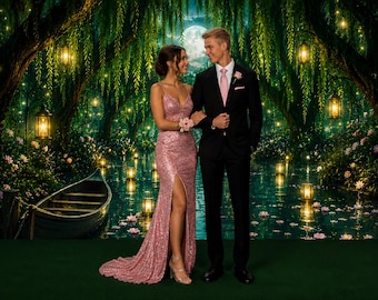 Firefly Bayou Swamp Photography Backdrop, Magical Willow Trees Lanterns, Storybook Louisiana Cajun Princess, Magical Night Garden Fireflies