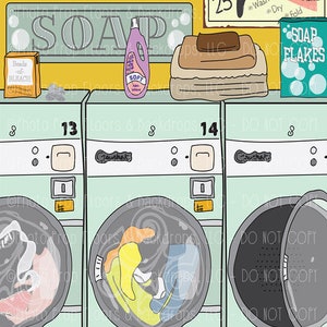 DIGITAL DOWNLOAD: Backdrop, Background, Laundry mat, Laundromat, Laundry, Illustration, Wash & Fold, Soap, Launder, Instant, Photography