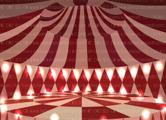 Red And White Circus Tent Photography Backdrop Big Top Carnival Lights Fair Girl Boy
