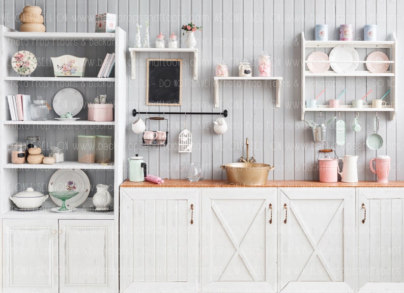 Pink & White Kitchen Photography Backdrop Holiday Baking Etsy