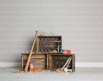 DIGITAL DOWNLOAD: Backdrop, Background With Props, Baseball, Crates, Peanuts, Popcorn, Snacks, Soda, Boys, Children, Photography, Sports