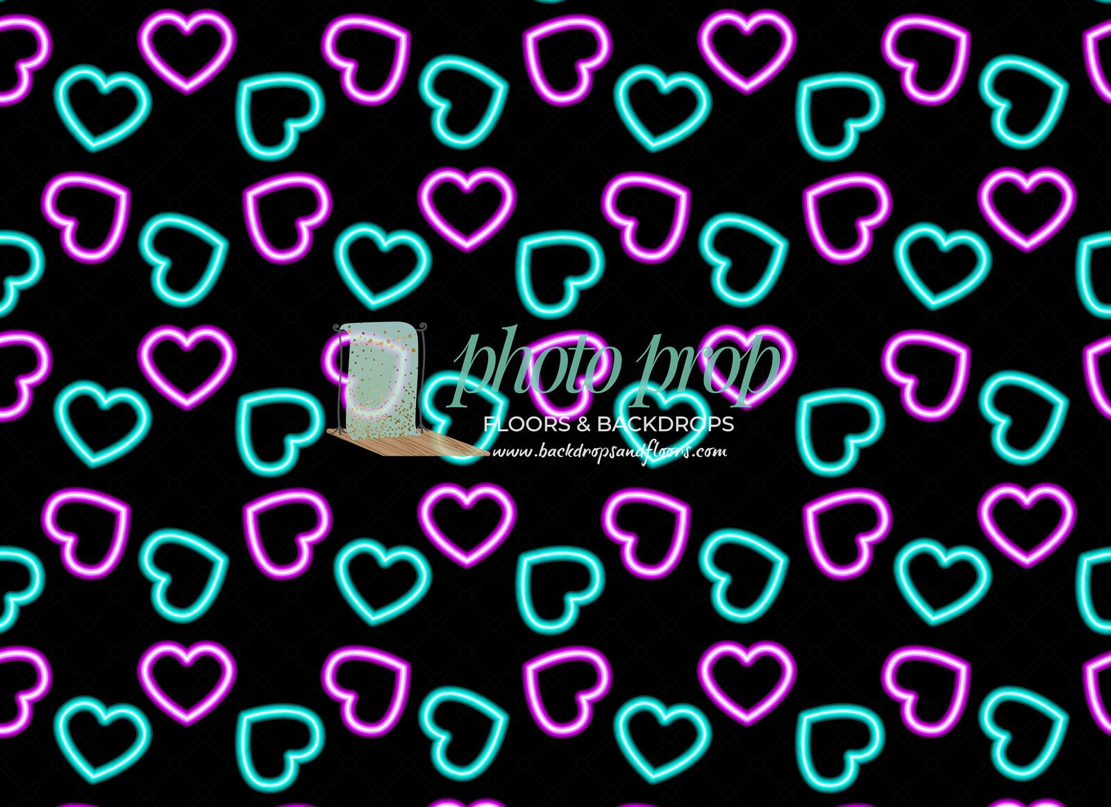 80s and 90s Photography Backdrop Neon Hearts Photo Booth | Etsy