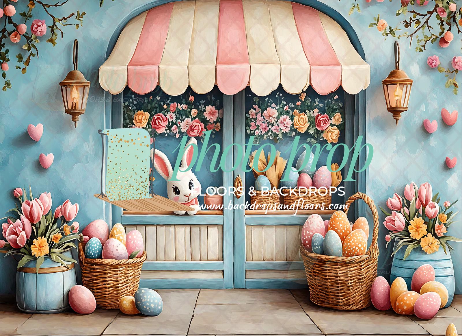 Easter Shop Photography Backdrop, Bunny Rabbit, Spring Market ...