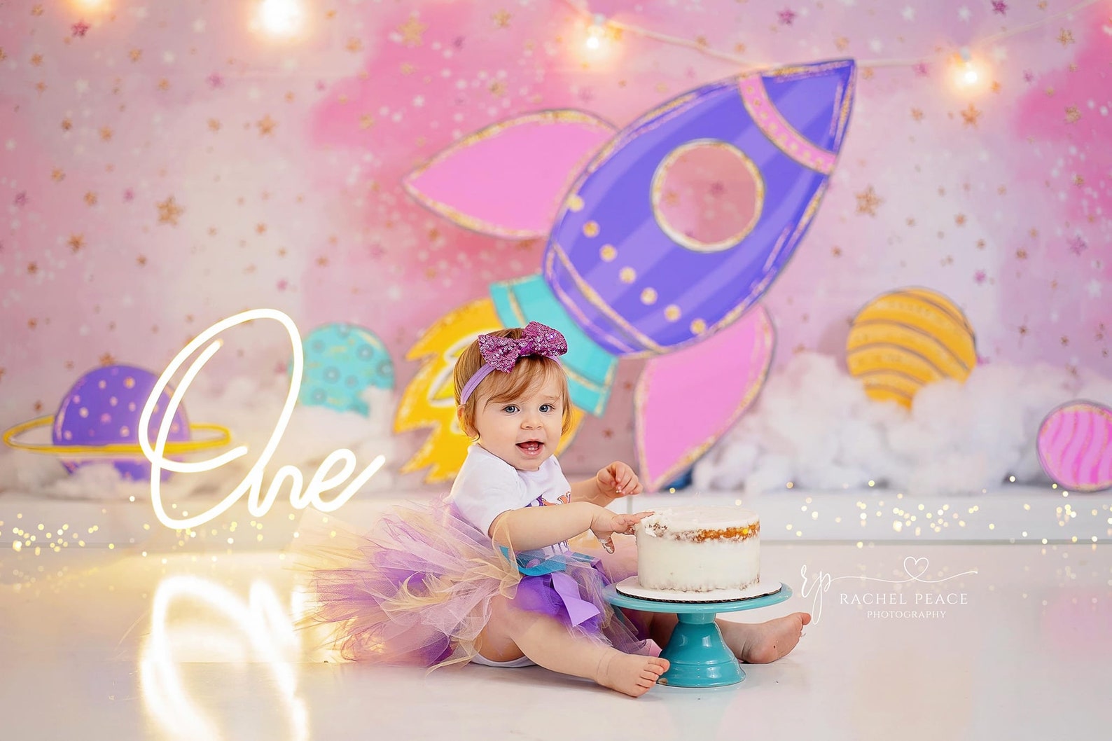 Pink Rocket Ship, Spaceship Photography Backdrop - Outer Space ...