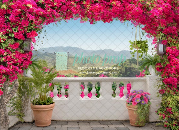 Casita Balcony Photography Backdrop Pink Flowers Plants - Etsy