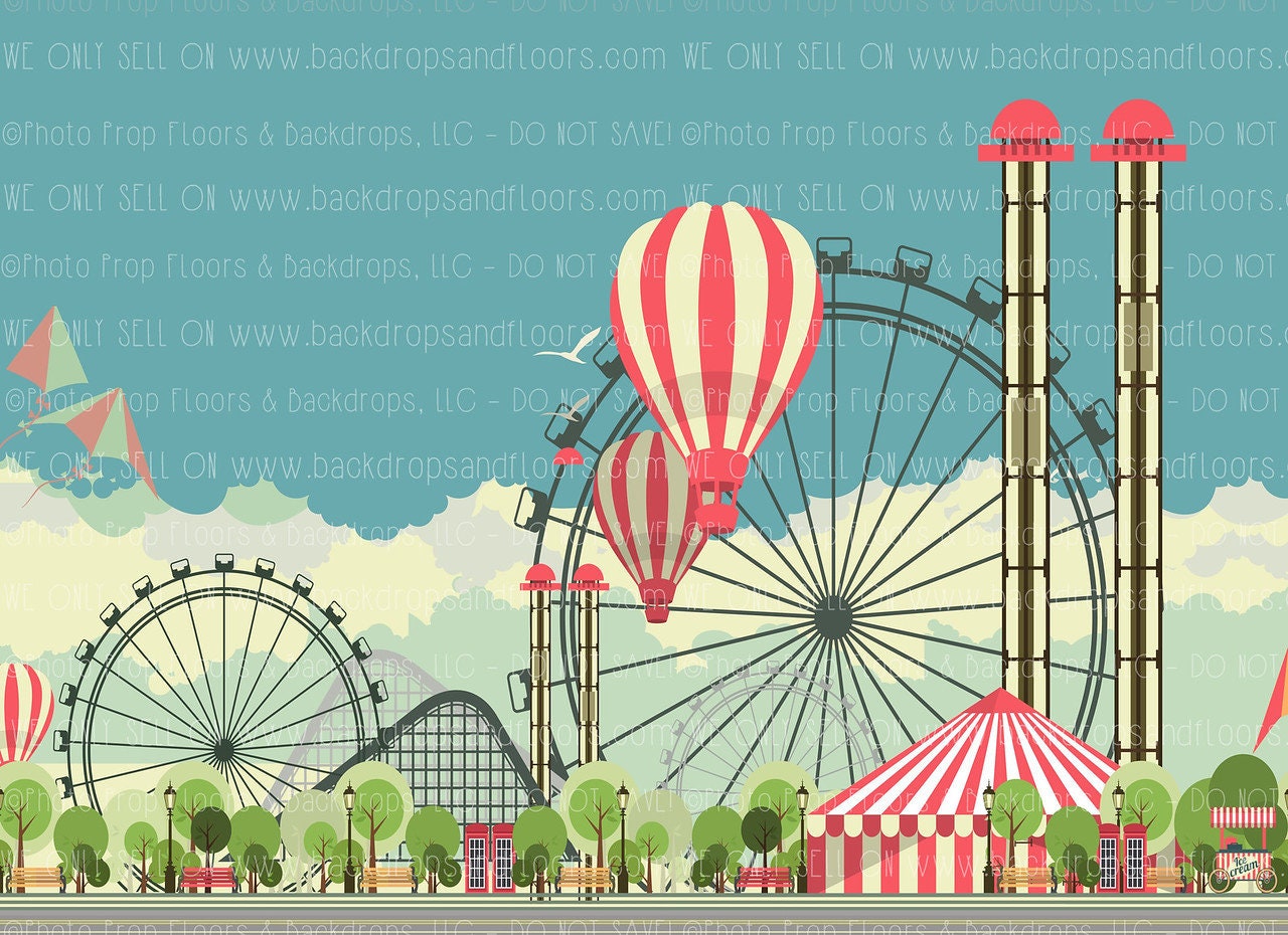 Amusement Park Photography Backdrop Theme Park Ferris Etsy