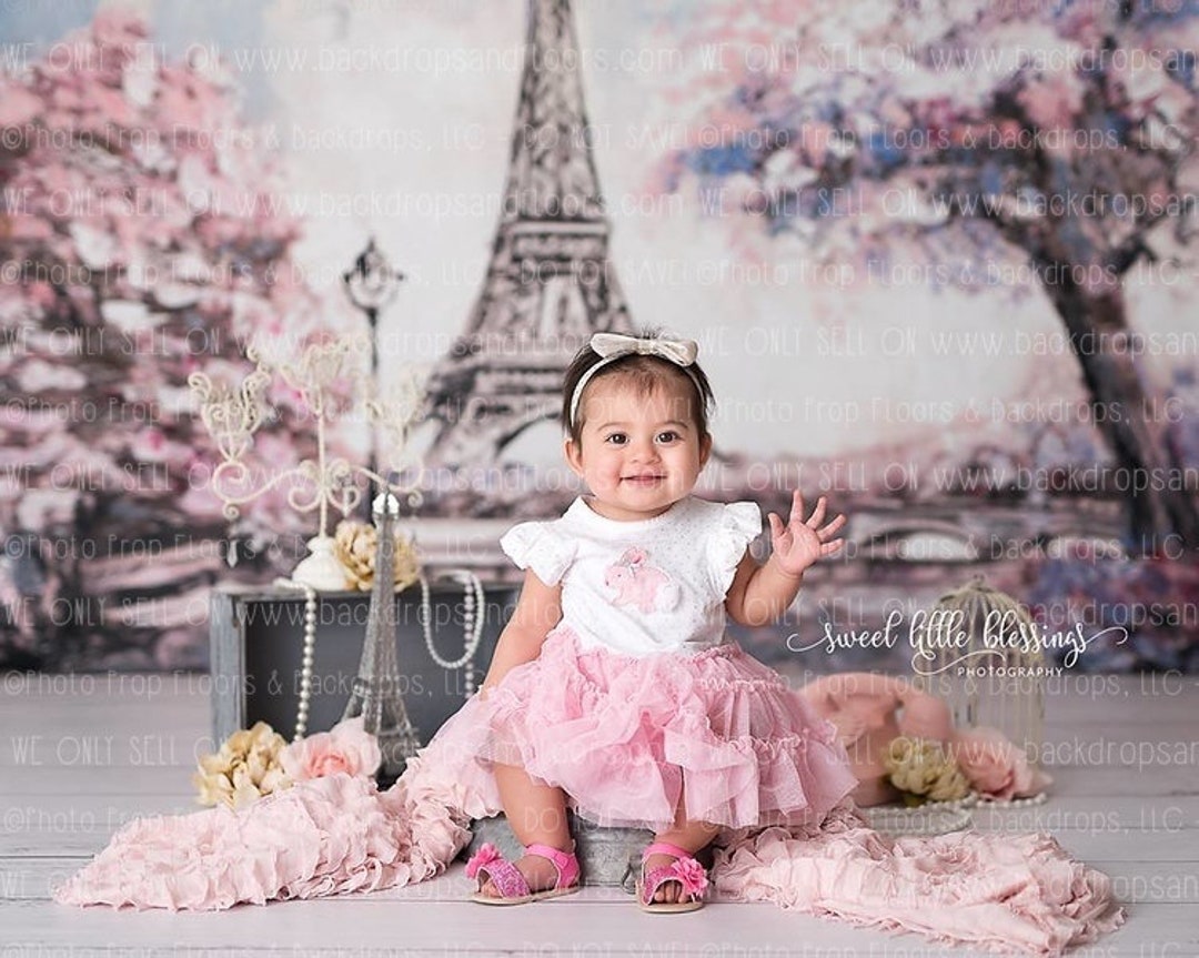 Paris Eiffel Tower Cherry Blossom Photography Backdrop World - Etsy