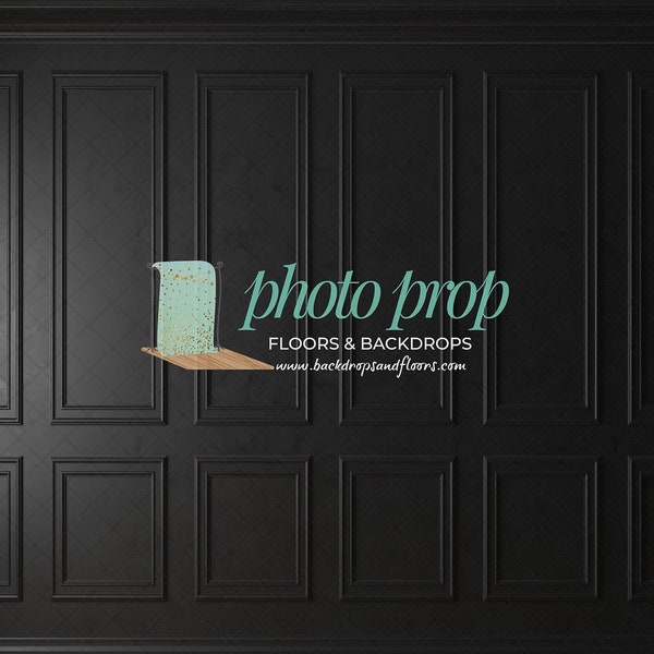 Black Wainscot Panel Photography Backdrop - Wall, Elegant, Ornate, Senior, Photos, Model, Portrait, Maternity, Classic Fancy Molding Vintage