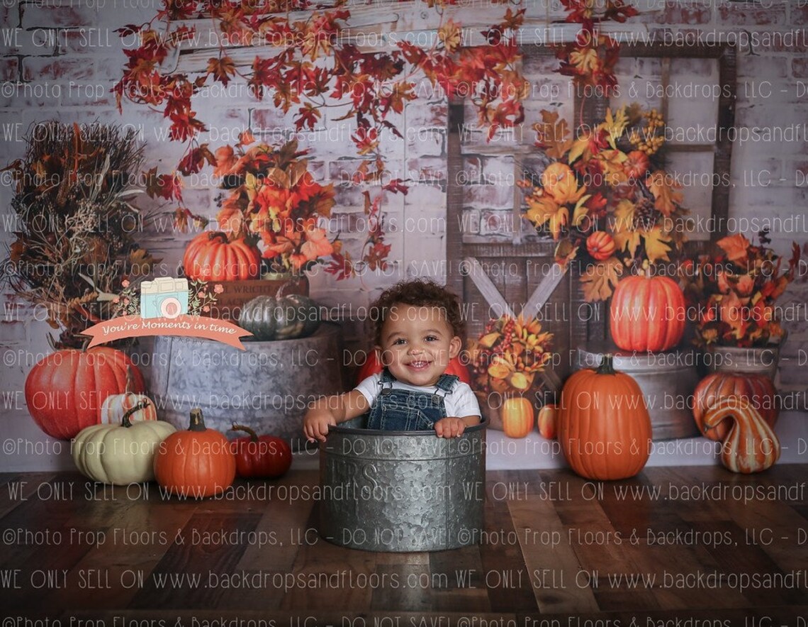 Rustic Fall Photography Backdrop Door White Washed Brick - Etsy
