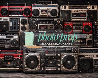 Boom Box Photography Backdrop, Vintage 80s Radio Wall, Urban Music Wall Background, Retro 80s 90s Hip Hop Party Booth, DJ Theme Cake Smash