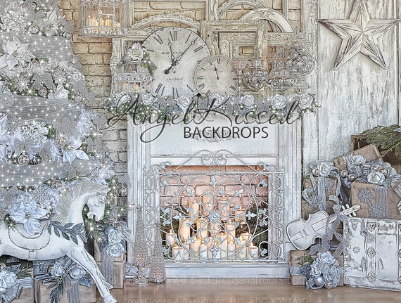 Elegant Christmas Fireplace Mantle With White Decor Etsy