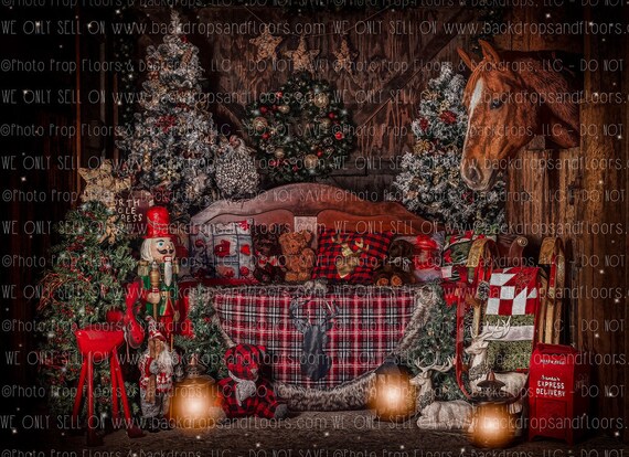 Christmas Barn Photography Backdrop Horse Stable Farm Etsy