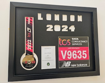 London Marathon 2024 or Virtual Marathon Display frame for number medal & photo