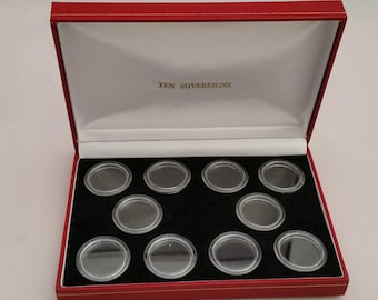 Deluxe Display Case for 10 x Gold Sovereigns in Coin Capsules