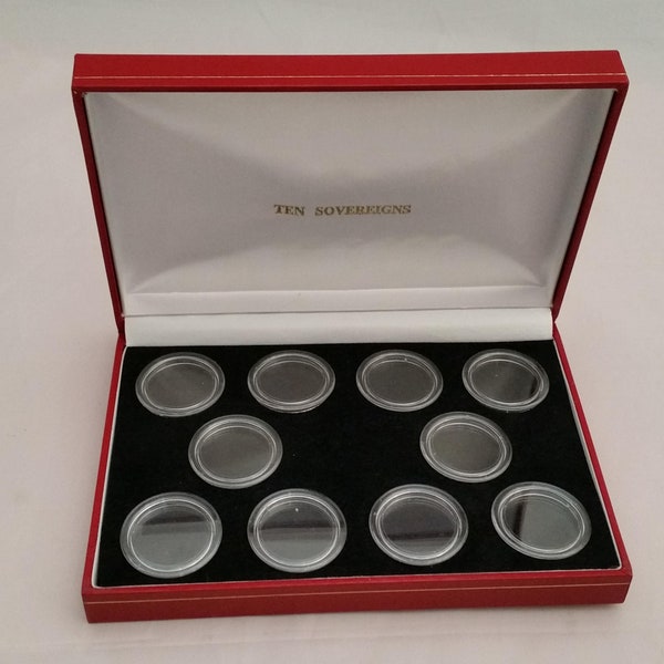 Deluxe Display Case for 10 x Gold Sovereigns in Coin Capsules