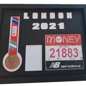 London Marathon 2021 or Virtual Marathon Display frame for number medal & photo