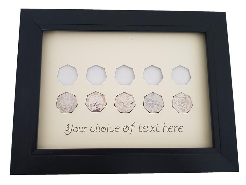Personalised Coin Display Frame for United Kingdom 50 Pence Pieces