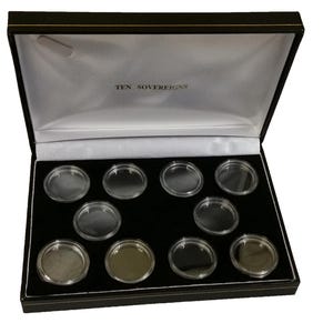 Deluxe Vitrine für 10 x Gold Sovereigns in Münzkapseln Sovereign Box