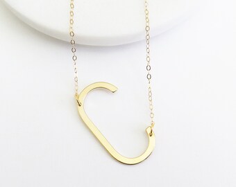 Gold Large C Initial Necklace C 