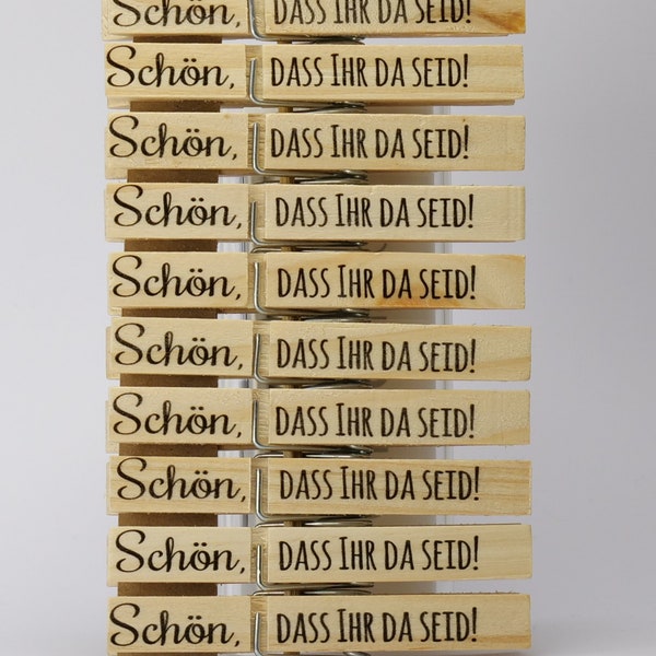 Wood clothespins Beautiful that you are there!  Laundry lammer printed place card, table card, guest gift, connector for wedding