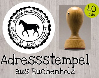 Stempel « PFERDESPORT » Adressenstempel Motiv Name Pferderennen Reiten Reiter