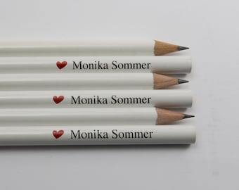 6 Stück Exklusive weiße Bleistifte mit Deinem Wunsch-Text