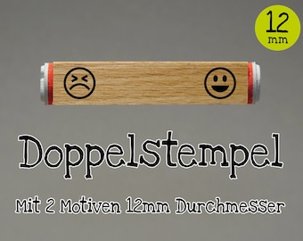 Doppel Motive Stempel  Ministempel Smiley Emoji Gesicht Ø 12mm S#0007