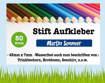 60 Wasserfeste Stiftaufkleber Personalisierte