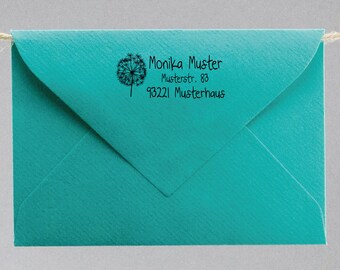 Adress Stempel mit Pusteblume  personalisiert, Hochzeit Stempel, Umschlag Briefmarke, Stempel,