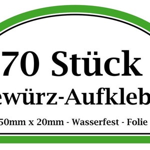 Gewürz Aufkleber 70 Stück mit 10 blanko Etiketten Bild 1