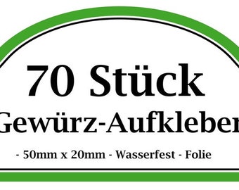 Gewürz Aufkleber 70 Stück  mit 10 blanko Etiketten