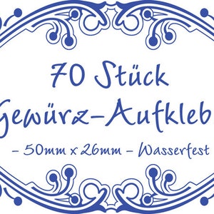 Gewürz Aufkleber 70 Stück mit 10 blanko Etiketten Bild 2