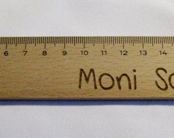 Beech wood ruler 20 cm with desired text