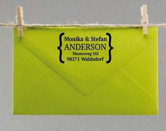 Personalisierter Adressstempel mit Kalligraphie Schrift - selbstfärbend oder als Holzstempel
