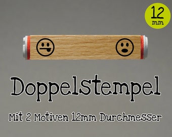 Doppel Motive Stempel  Ministempel Smiley Emoji Gesicht Ø 12mm S#0002