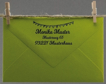 Address stamp with pennant chain