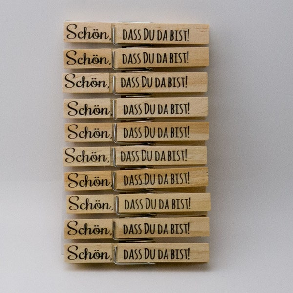 Wooden clothespins Nice to have you here! Clothespin printed place card, place card, guest gift, badge for wedding