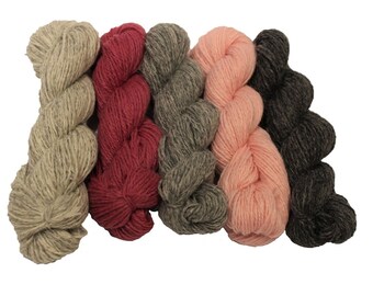 5 skeins set of 100% Latvian wool  - Nr.4 - Gray and Pink