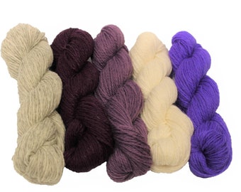 5 skeins set of 100% Latvian wool  - Nr.3 - Violet on the snow
