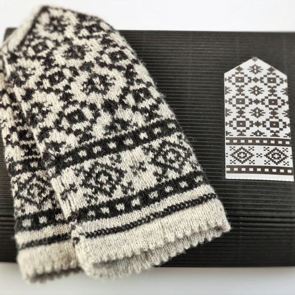 Latvian Mittens DIY Knitting Kit Knit like a Latvian GRAY