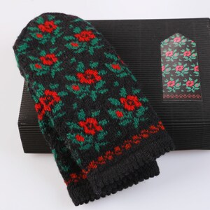 Latvian Mittens DIY Knitting Kit Knit like a Latvian  WINTER FLOWERS