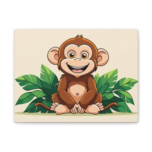 Cute Monkey Canvas Art, Jungle Decor, Kids Room Wall Art, Nursery Print, Animal Lover Gift, Playful Wall Decor