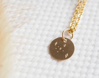 Gold chain with plate, chain with star pendant, gift for girlfriend, coin pendant